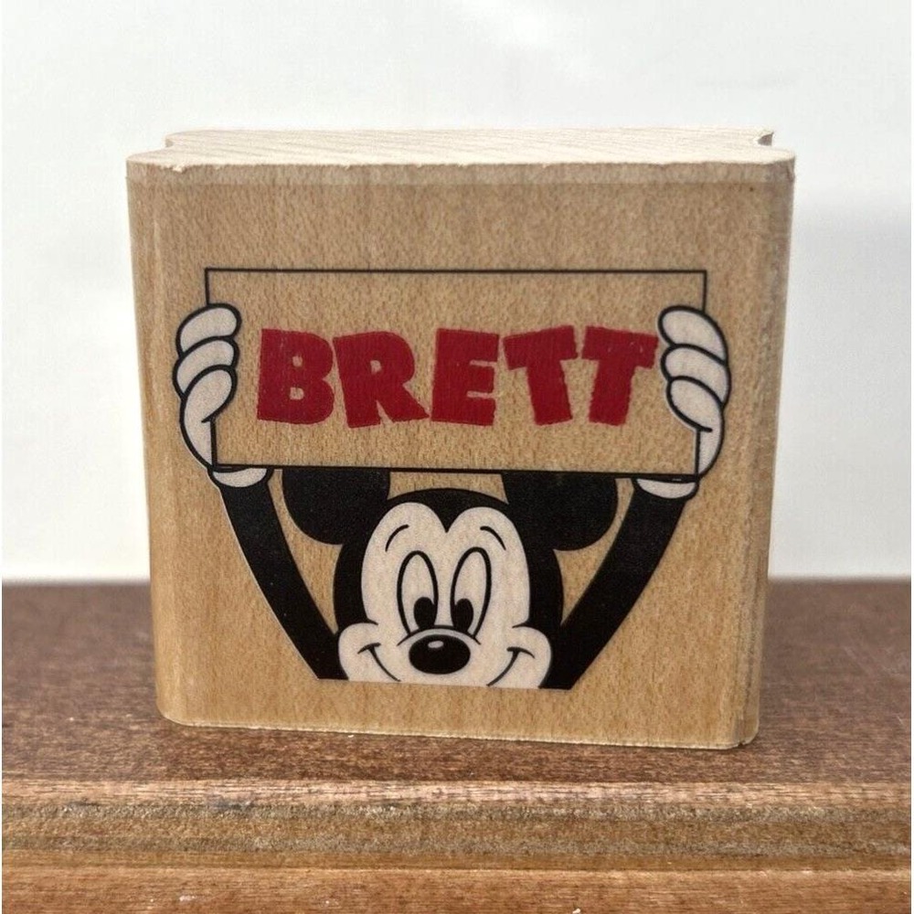Name‎ BRETT Disney Mickey Mouse Paper Company Wood Rubber Stamp